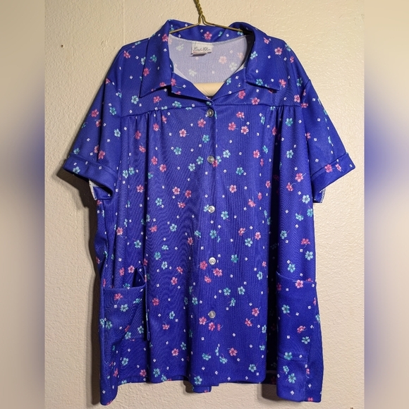 lind And Clare Blue Floral Button-Up Shirtsize 44 Pre-owned - Picture 1 of 9
